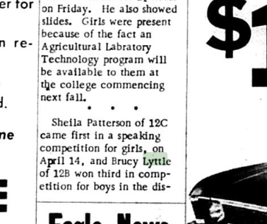 Brucy Lyttle won for the boys speeches